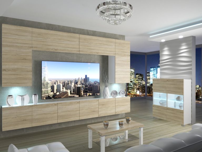 Wohnwände 300 cm für TV/Audio, Sonoma-Eiche, Hersteller IMP PRIMO 2/5/W/DS/0/0