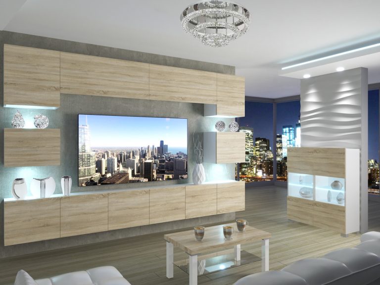 Wohnwände 300 cm für TV/Audio, Sonoma-Eiche, Hersteller IMP PRIMO 3/5/W/DS/0/0