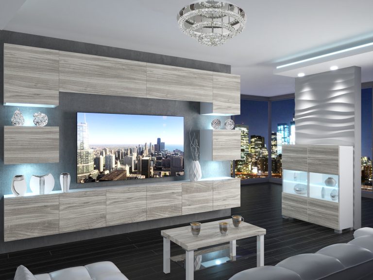 Wohnwände 300 cm für TV/Audio, anthrazitgrau, Hersteller IMP PRIMO 3/5/W/GW1/0/0