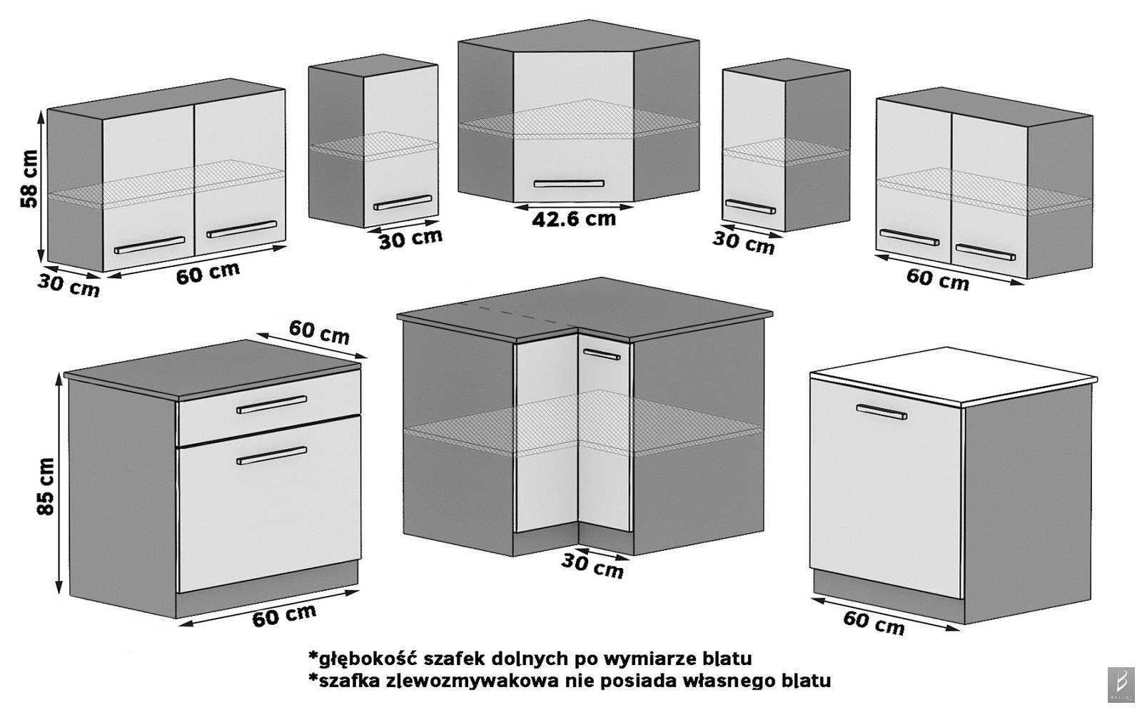Eckküche Belini 300 cm Königliches Ebenholz mit Arbeitsplatte Armin2 Hersteller TOR ARMIN2/2/WT/HK/0/B1