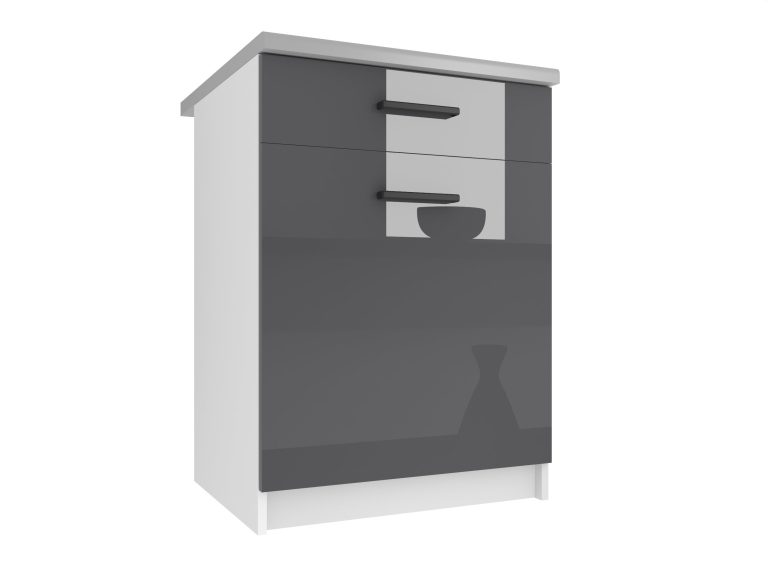 Belini Unterschrank mit Schubladen 60 cm Grau Hochglanz ohne Arbeitsplatte Hersteller INF SDSZ1-60/0/WT/S/BB/B1