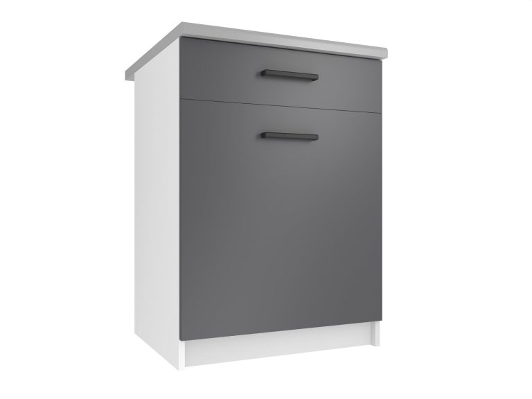 Belini Küchenunterschrank mit Schubladen 60 cm grau matt mit Arbeitsplatte Hersteller TOR SDSZ1-60/0/WT/SR/0/B1