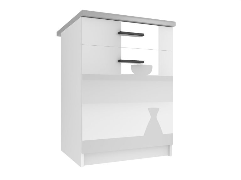 Belini Küchenunterschrank mit Schubladen 60 cm weiß glänzend mit Arbeitsplatte Hersteller INF SDSZ1-60/0/WT/W/0/B1
