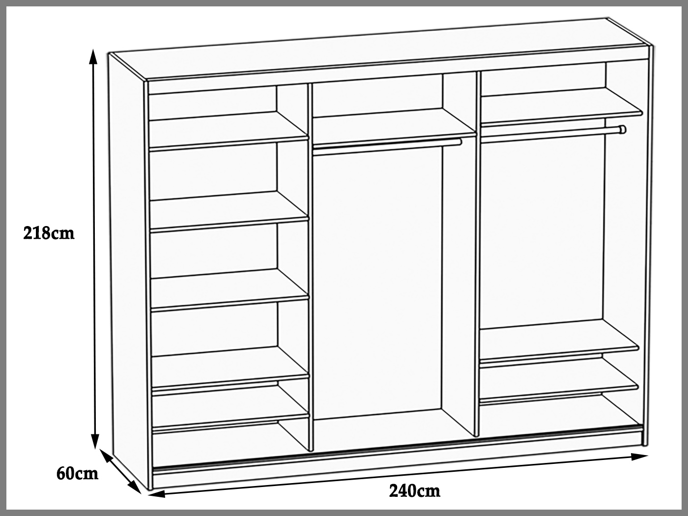 Kleiderschrank 235 cm Belini weiß matt / schwarz matt mit Schiebetüren und Spiegel Hersteller  MV SZP4/2/1W/2B1L/W/HI