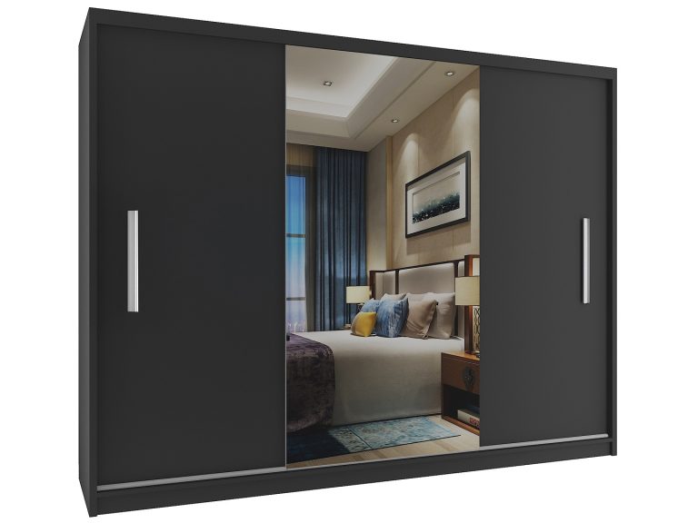 Kleiderschrank mit Schiebetüren 232 cm mit Spiegel schwarz Ebenholz dunkel Hersteller ME SZP4/2/1B/2B1L/0/AL