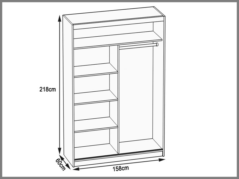 Kleiderschrank 158 cm Belini schwarz matt mit Schiebetüren und Spiegel Hersteller ME SZP3/2/B/B/0/AL