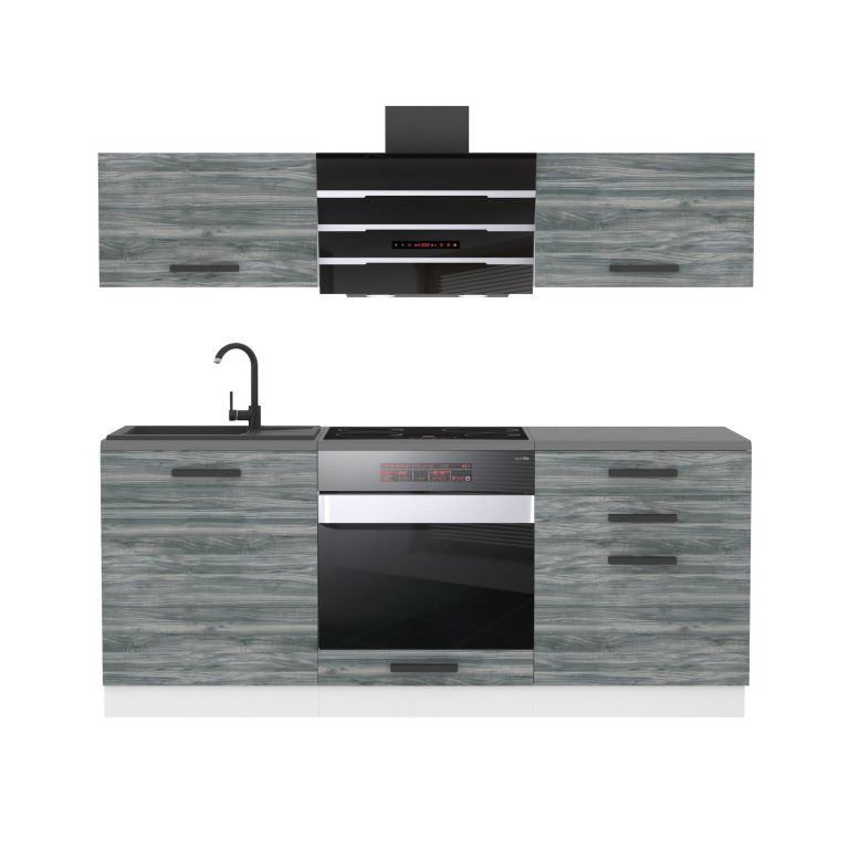 Belini Küchenzeile Premium Komplettversion 180 cm Grau Anthrazit Glamour Wood ohne Arbeitsplatte SOPHIA Hersteller TOR SOPHIA/0/WT/GW/0/B1
