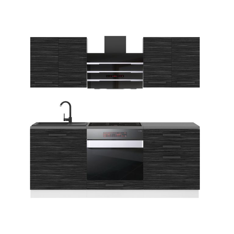Belini Küchenzeile Premium Komplettversion 180 cm königliches Ebenholz ohne Arbeitsplatte MARY Hersteller TOR MARY/0/WT/HK/0/B1

