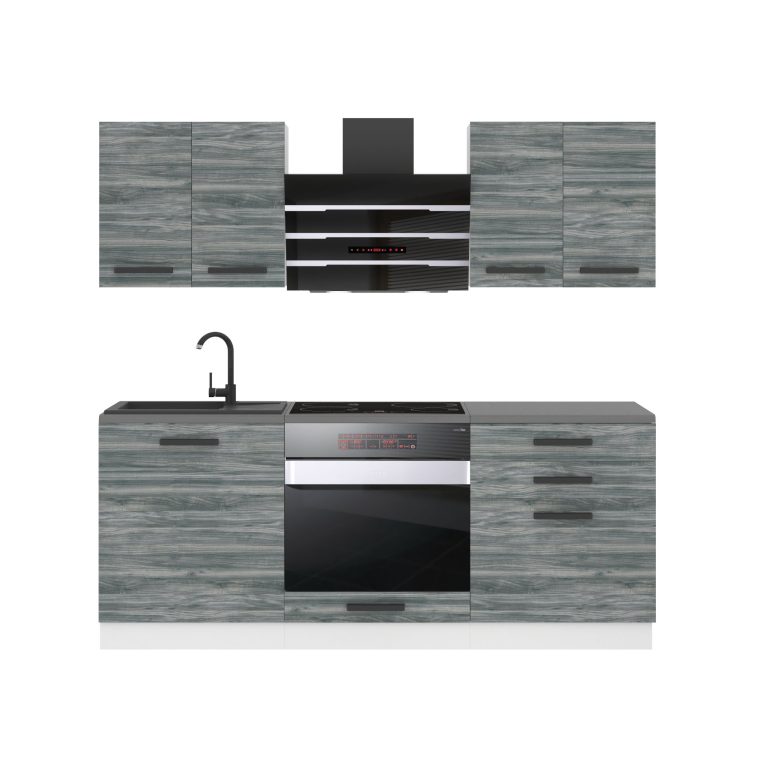 Belini Küchenzeile Premium Komplettversion 180 cm Grau Anthrazit Glamour Wood ohne Arbeitsplatte MARY Hersteller TOR MARY/0/WT/GW/0/B1
