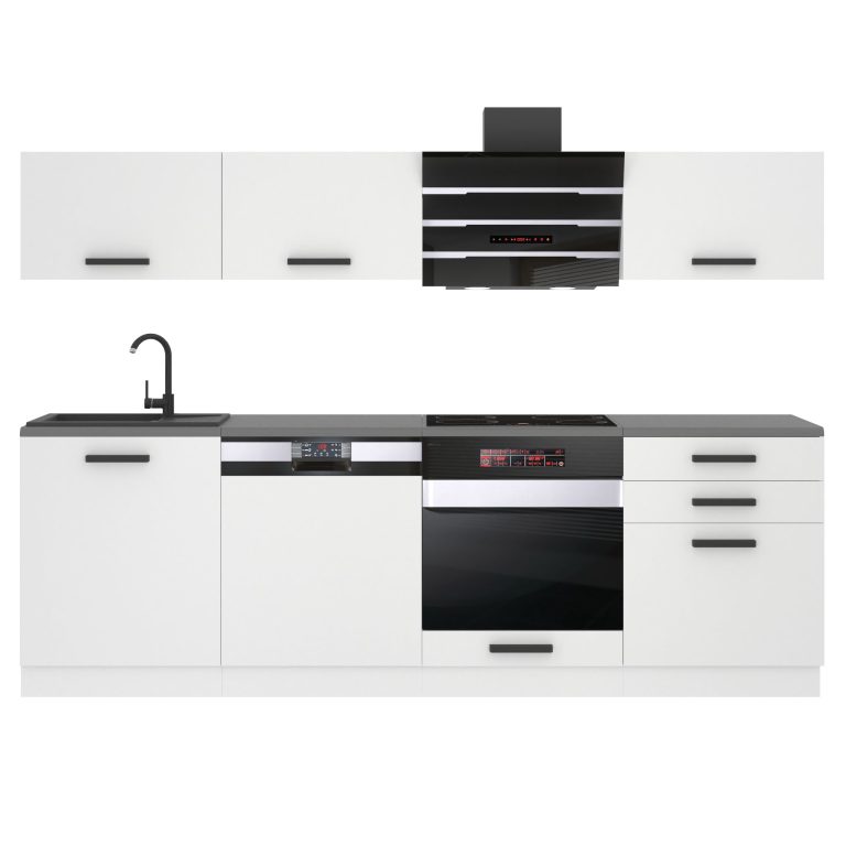 Belini Küchenzeile Premium Komplettversion 240 cm Mattweiß ohne Arbeitsplatte LINDA Hersteller TOR LINDA/0/WT/WT/0/B1
