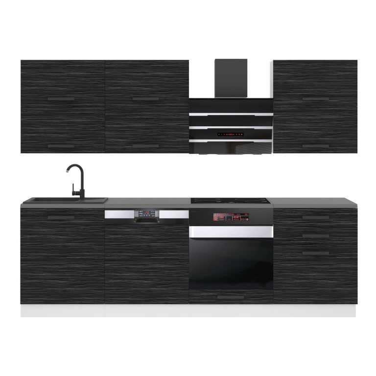 Belini Küchenzeile Premium Komplettversion 240 cm königliches Ebenholz ohne Arbeitsplatte MADISON Hersteller TOR MADISON/0/WT/HK/0/B1

