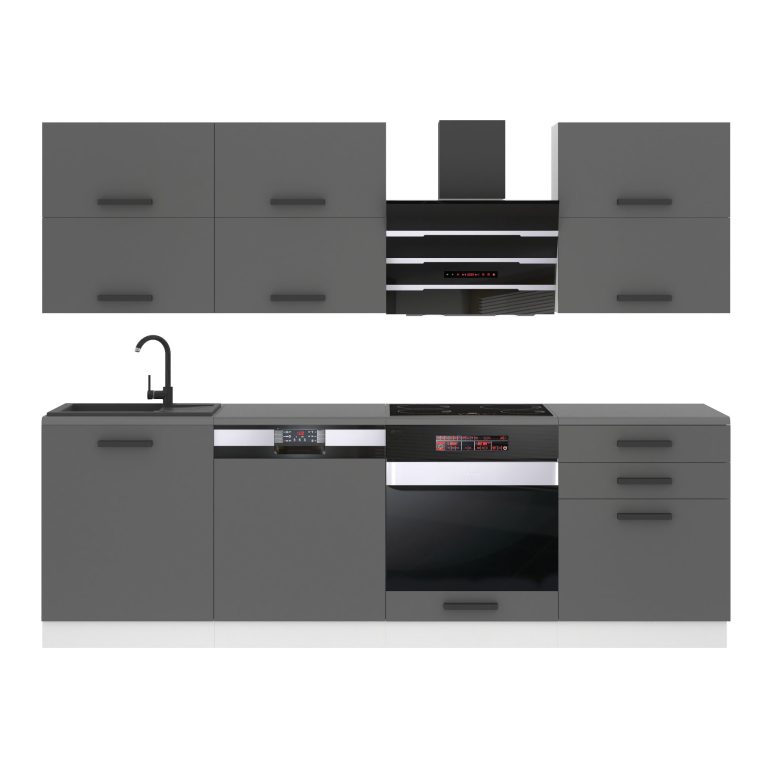 Belini Küchenzeile Premium Komplettversion 240 cm Mattgrau ohne Arbeitsplatte MADISON Hersteller TOR MADISON/0/WT/SR/0/B1
