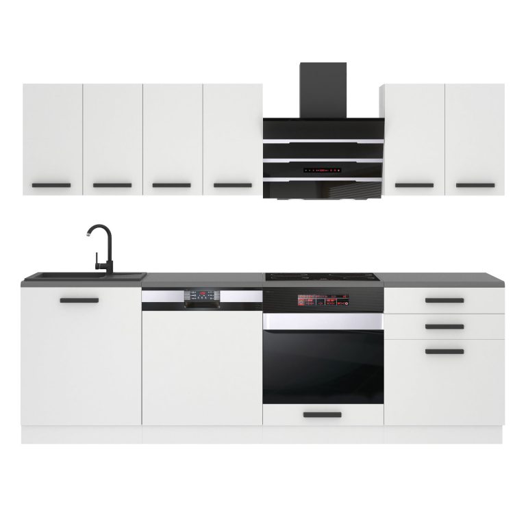 Belini Küchenzeile Premium Komplettversion 240 cm Mattweiß ohne Arbeitsplatte SUSAN Hersteller TOR SUSAN/0/WT/WT/0/B1
