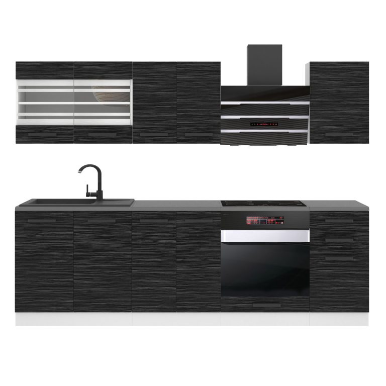 Belini Küchenzeile Premium Komplettversion 240 cm königliches Ebenholz ohne Arbeitsplatte MARGARET Hersteller TOR MARGARET/0/WT/HK/0/B1
