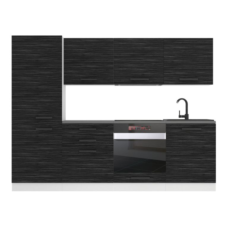 Belini Küchenzeile Premium Komplettversion 240 cm königliches Ebenholz mit Arbeitsplatte SANDY Hersteller TOR SANDY/0/WT/HK/B/B1
