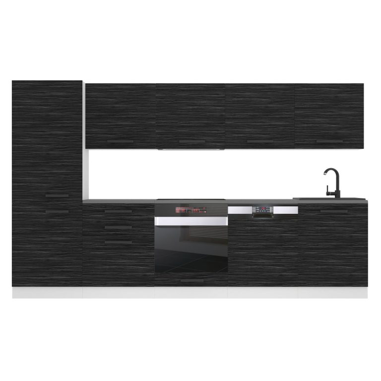 Belini Küchenzeile Premium Komplettversion 300 cm königliches Ebenholz mit Arbeitsplatte ROSE Hersteller TOR ROSE/0/WT/HK/B/B1
