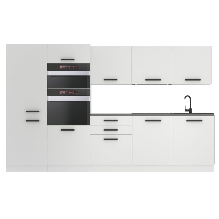 Belini Küchenzeile Premium Komplettversion 300 cm Mattweiß ohne Arbeitsplatte GRACE Hersteller TOR GRACE/0/WT/WT/0/B1