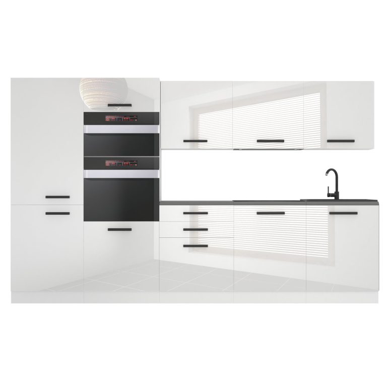 Belini Küchenzeile Premium Komplettversion 300 cm Hochglanzweiß ohne Arbeitsplatte GRACE Hersteller INF GRACE/0/WT/W/0/B1
