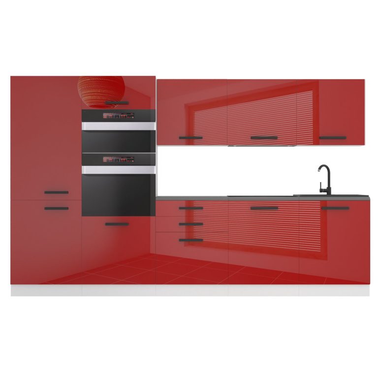 Belini Küchenzeile Premium Komplettversion 300 cm Hochglanzrot ohne Arbeitsplatte GRACE Hersteller INF GRACE/0/WT/R/0/B1