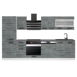 Belini Küchenzeile Premium Komplettversion 300 cm Grau Anthrazit Glamour Wood ohne Arbeitsplatte CINDY Hersteller