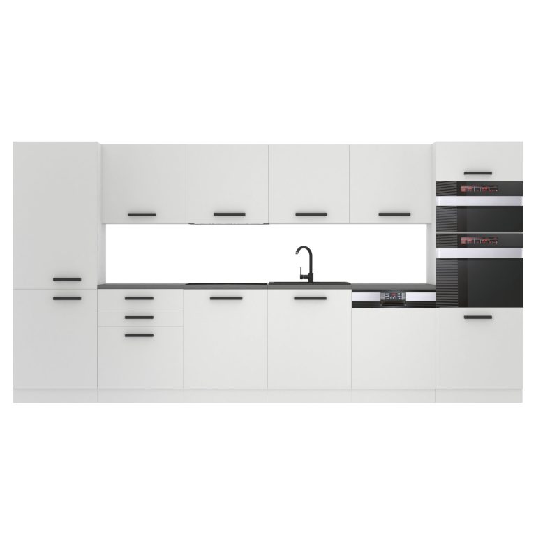 Belini Küchenzeile Premium Komplettversion 360 cm Mattweiß ohne Arbeitsplatte NAOMI Hersteller  TOR NAOMI/0/WT/WT/0/B1