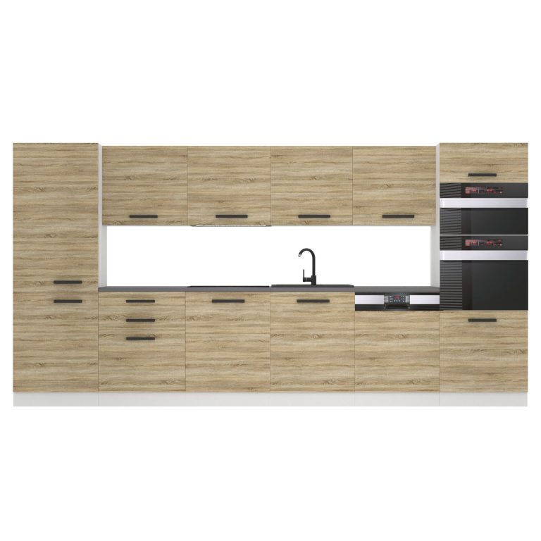 Belini Küchenzeile Premium Komplettversion 360 cm Sonoma-Eiche ohne Arbeitsplatte NAOMI Hersteller TOR NAOMI/0/WT/DS/0/B1