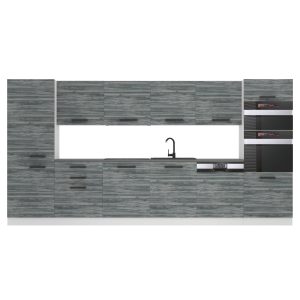 Belini Küchenzeile Premium Komplettversion 360 cm Grau Anthrazit Glamour Wood ohne Arbeitsplatte NAOMI Hersteller