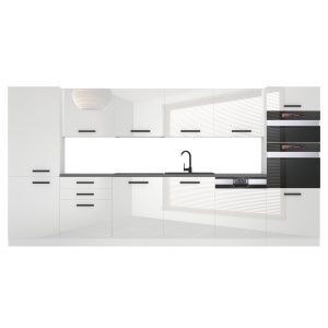 Belini Küchenzeile Premium Komplettversion 360 cm Hochglanzweiß ohne Arbeitsplatte NAOMI Hersteller