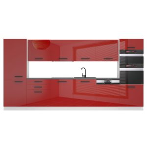 Belini Küchenzeile Premium Komplettversion 360 cm Hochglanzrot ohne Arbeitsplatte NAOMI Hersteller