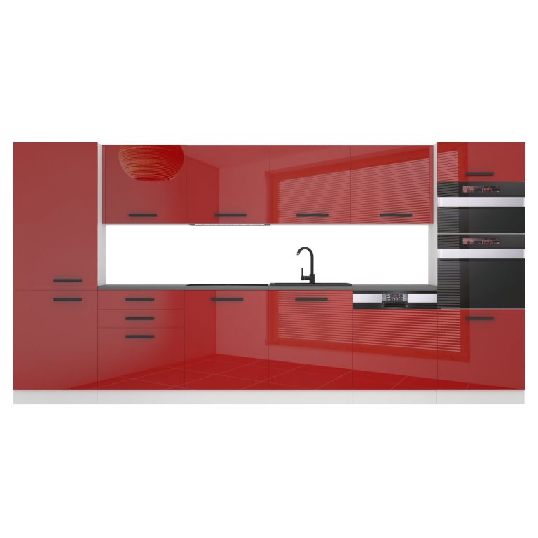 Belini Küchenzeile Premium Komplettversion 360 cm Hochglanzrot ohne Arbeitsplatte NAOMI Hersteller INF NAOMI/0/WT/R/0/B1
