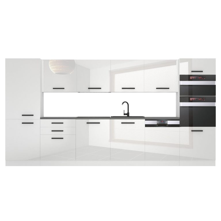 Belini Küchenzeile Premium Komplettversion 360 cm Hochglanzweiß Arbeitsplatte NAOMI Hersteller INF NAOMI/0/WT/W/B/B1
