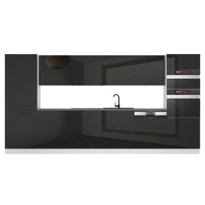 Belini Küchenzeile Premium Komplettversion 360 cm Hochglanzschwarz Arbeitsplatte NAOMI Hersteller
