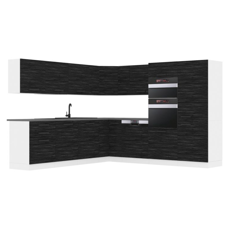 Belini Küchenzeile Premium Komplettversion 540 cm königliches Ebenholz ohne Arbeitsplatte JANE Hersteller TOR JANE/0/WT/HK/0/B1