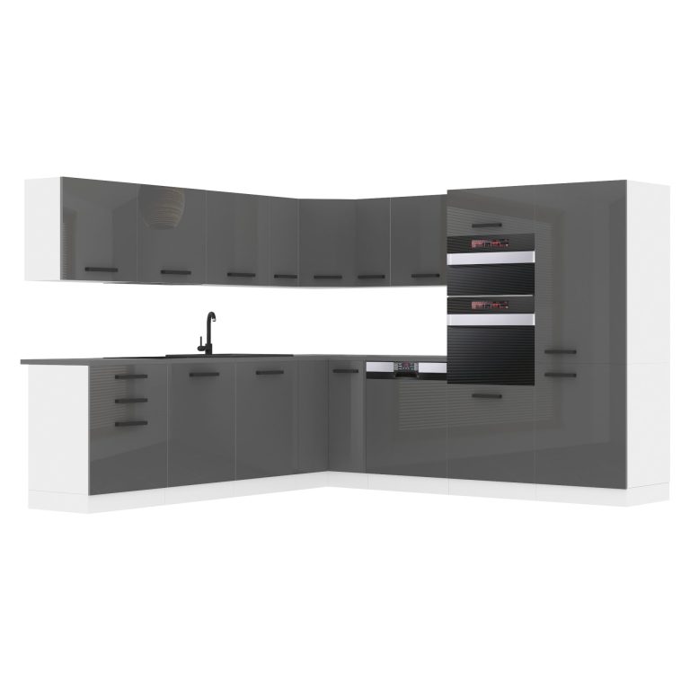 Belini Küchenzeile Premium Komplettversion 540 cm Hochglanzgrau ohne Arbeitsplatte JANE Hersteller INF JANE/0/WT/S/0/B1