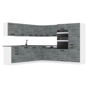 Belini Eckküche Premium Komplettversion 540 cm Grau Anthrazit Glamour Wood Arbeitsplatte JANE Hersteller
