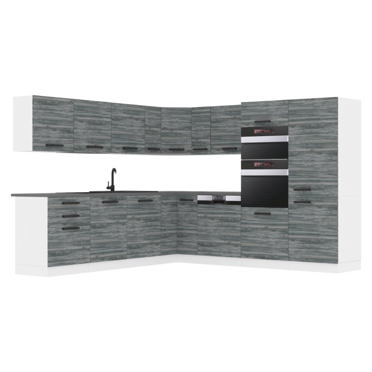 Belini Eckküche Premium Komplettversion 540 cm Grau Anthrazit Glamour Wood Arbeitsplatte JANE Hersteller TOR JANE/0/WT/GW/B/B1
