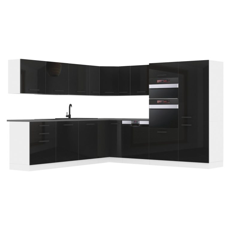Belini Eckküche Premium Komplettversion 540 cm Hochglanzschwarz Arbeitsplatte JANE Hersteller INF JANE/0/WT/B/B/B1
