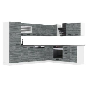 Belini Eckküche Premium Komplettversion 520 cm Grau Anthrazit Glamour Wood ohne Arbeitsplatte JULIE Hersteller