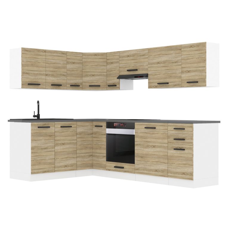 Belini Eckküche Premium Komplettversion 420 cm Sonoma-Eiche Arbeitsplatte JANET Hersteller TOR JANET/0/WT/DS/B/B1

