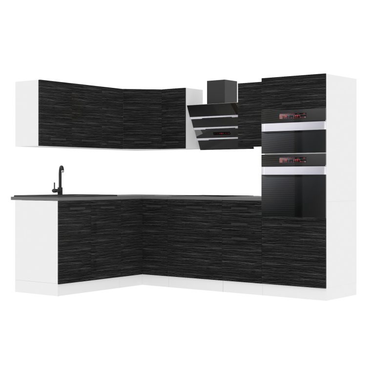 Belini Eckküche Premium Komplettversion 420 cm königliches Ebenholz Arbeitsplatte MELANIE Hersteller TOR MELANIE/0/WT/HK/B/B1
