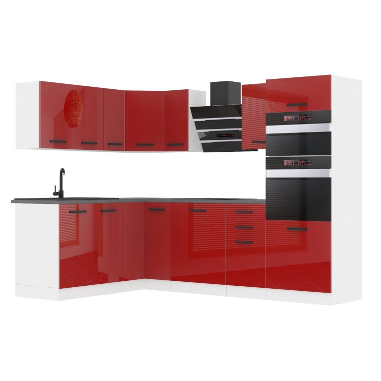 Belini Eckküche Premium Komplettversion 420 cm Hochglanzrot Arbeitsplatte MELANIE Hersteller INF MELANIE/0/WT/R/B/B1

