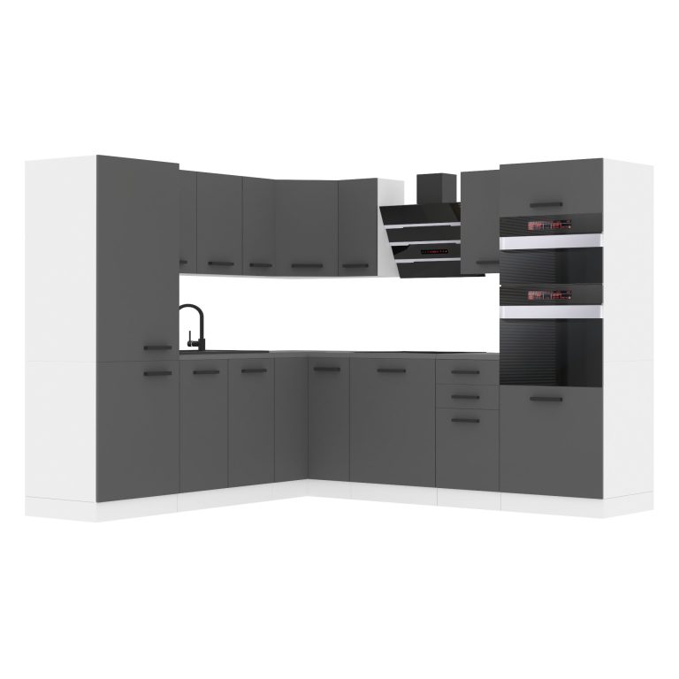 Belini Eckküche Premium Komplettversion 480 cm Mattgrau ohne Arbeitsplatte STACY Hersteller TOR STACY/0/WT/SR/0/B1