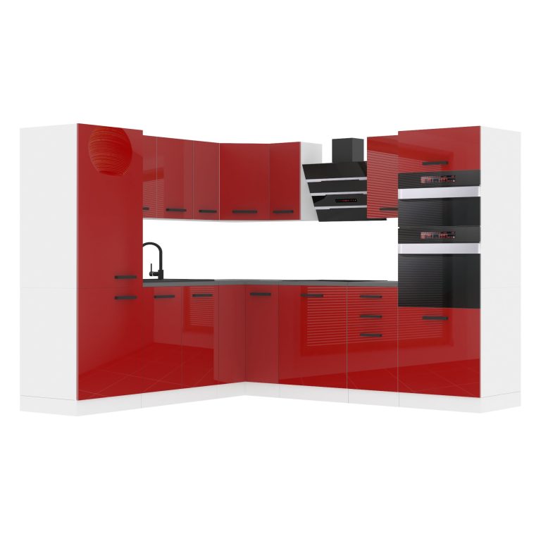 Belini Eckküche Premium Komplettversion 480 cm Hochglanzrot ohne Arbeitsplatte STACY Hersteller INF STACY/0/WT/R/0/B1