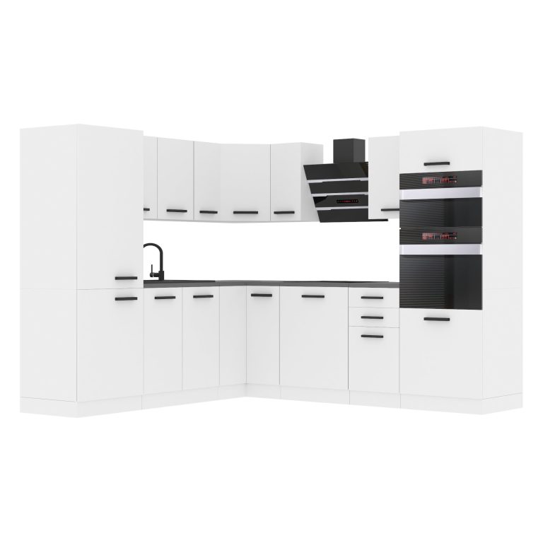 Belini Eckküche Premium Komplettversion 480 cm Mattweiß Arbeitsplatte STACY Hersteller TOR STACY/0/WT/WT/B/B1
