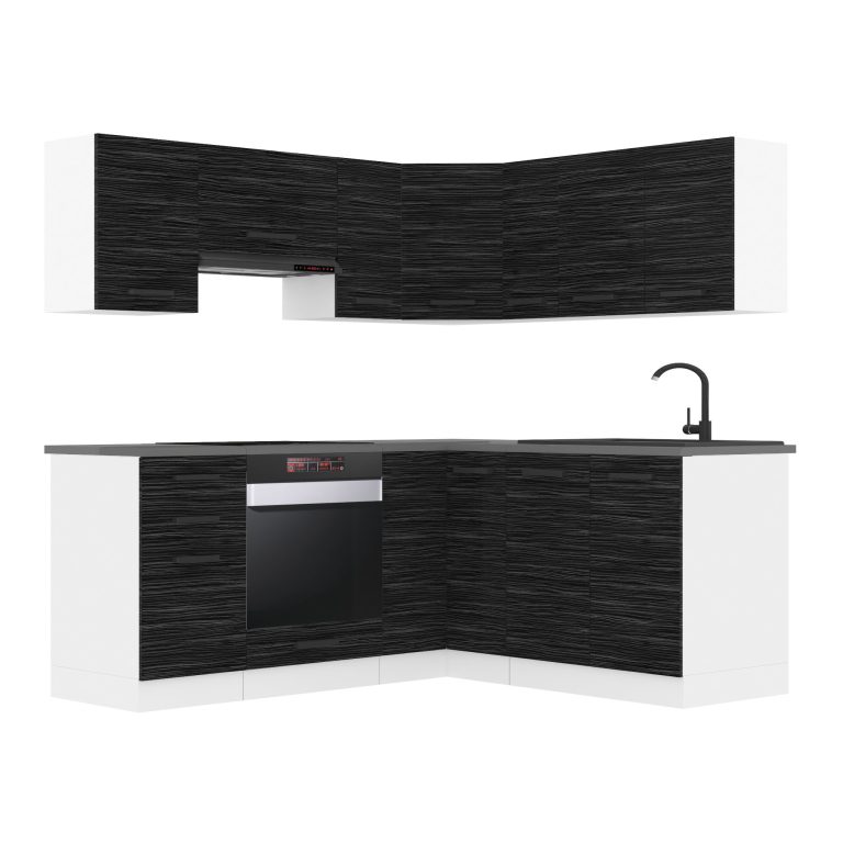 Belini Eckküche Premium Komplettversion 360 cm königliches Ebenholz ohne Arbeitsplatte SARAH Hersteller TOR SARAH/1/WT/HK/0/B1