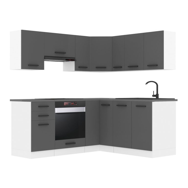 Belini Eckküche Premium Komplettversion 360 cm Mattgrau ohne Arbeitsplatte SARAH Hersteller TOR SARAH/1/WT/SR/0/B1