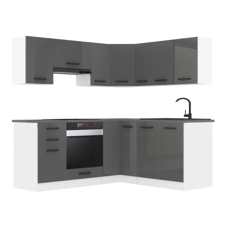 Belini Eckküche Premium Komplettversion 360 cm Mattgrau ohne Arbeitsplatte SARAH Hersteller INF SARAH/1/WT/S/0/B1