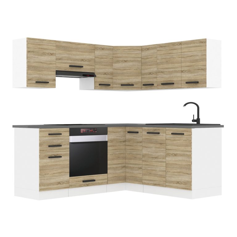 Belini Eckküche Premium Komplettversion 360 cm Sonoma-Eiche Arbeitsplatte SARAH Hersteller TOR SARAH/1/WT/DS/B/B1
