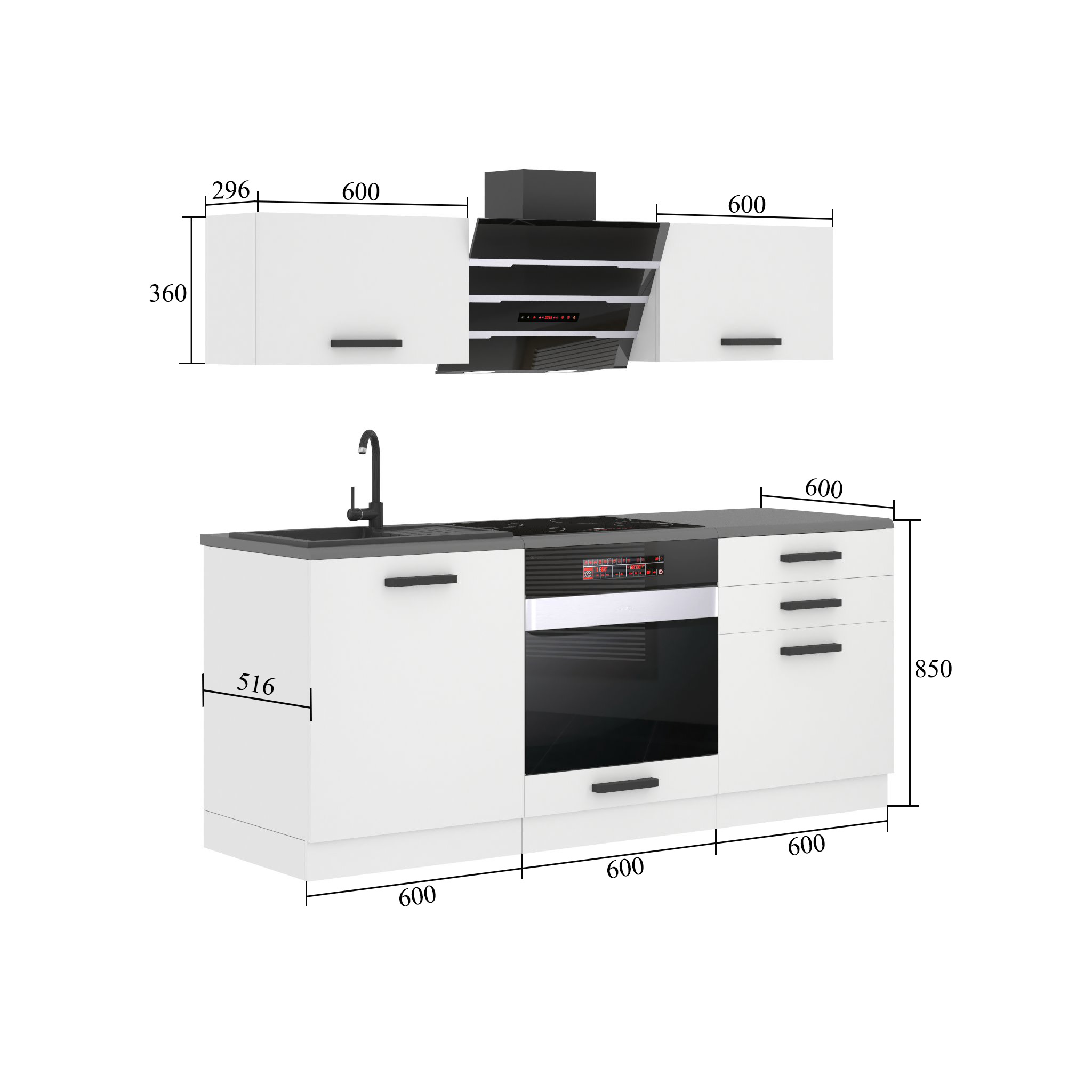 Belini Küchenzeile Premium Komplettversion 180 cm Hochglanzweiß ohne Arbeitsplatte SOPHIA Hersteller INF SOPHIA/0/WT/W/0/B1
