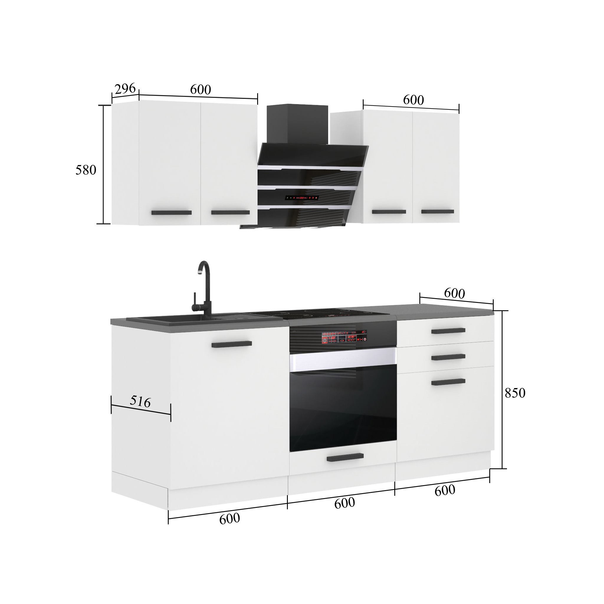 Belini Küchenzeile Premium Komplettversion 180 cm königliches Ebenholz ohne Arbeitsplatte MARY Hersteller TOR MARY/0/WT/HK/0/B1
